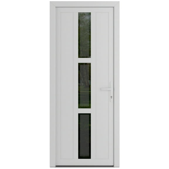 Front Exterior Prehung Metal-Plastic Door Frosted Glass | Manux 8112 White Silk | Office Commercial and Residential Doors Entrance Patio Garage W36x80 Left-hand