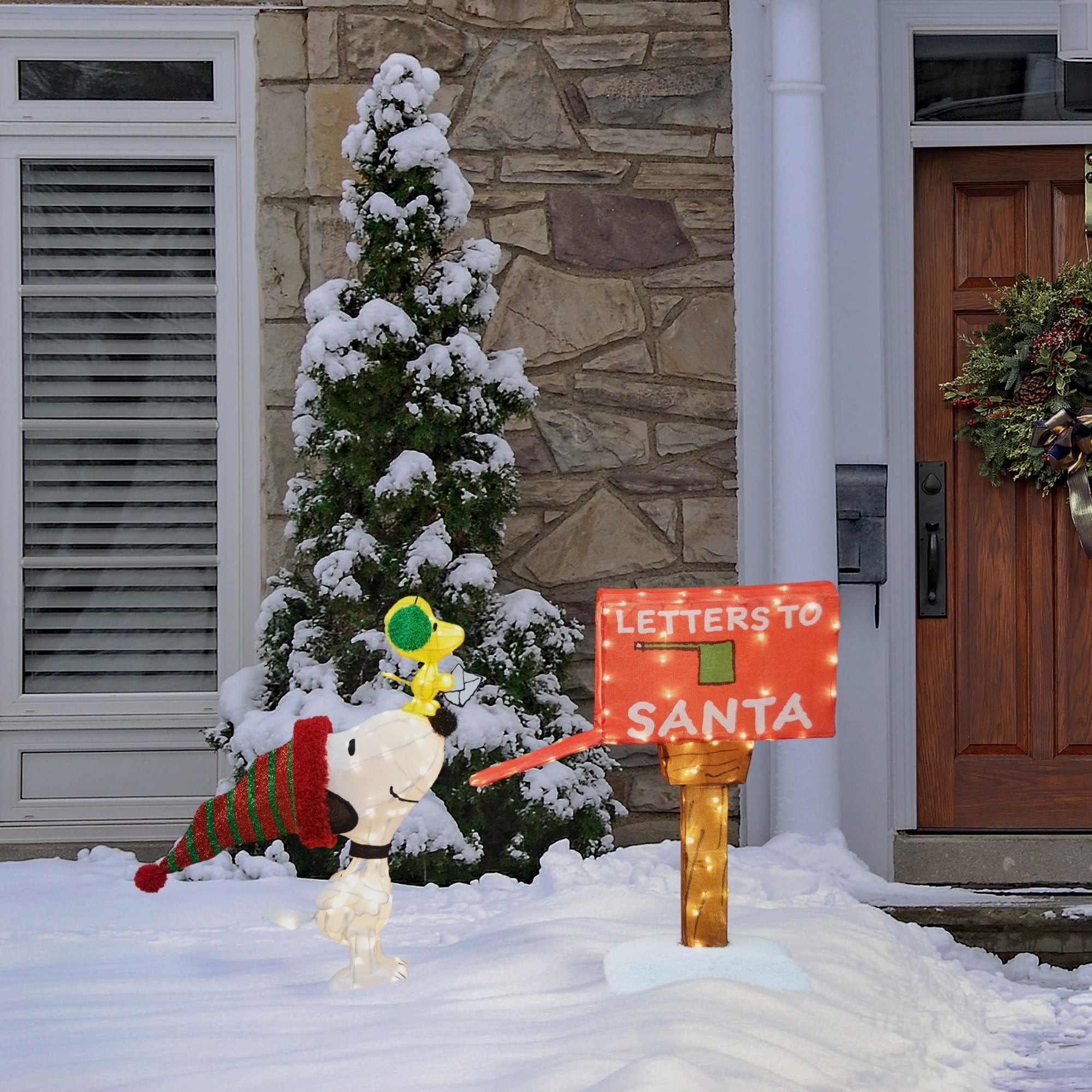 Peanuts 42in Peanuts 3D PreLit LED Yard Art Letters to Santa