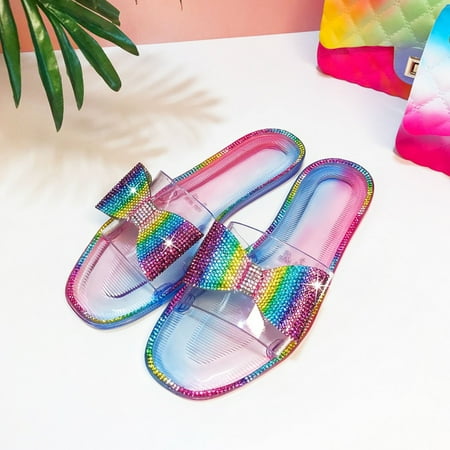 

BRISEZZS Slide Sandals for Women- Open Toe New Style New Style Casual Bowknot Summer Flat Slide Sandals #676 Multicolor-39