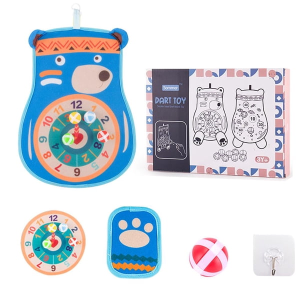 Juegos De Tablero De Dardos Para Niños, Juguete De Diana De Tela De Oso De Dibujos Animados, Juego De Dardos De Doble Cara, 16 Bolas Adhesivas, Juguete Para Interiores Y Exteriores Yuarrent FN006640-00