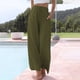 thumbnail image 2 of Pantalones palazzo de lino de cintura alta y pierna ancha para mujer - Pantalones de playa con cordón - Tallas S-3XL, 2 of 3