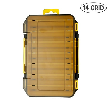 Outdoor Fishing Tackle Box Waterproof Double Sided Tackle Trays Portable Transparent Fishing Tackle Storage Organizer Boxes Fishing Lure Box for Freshwater Saltwater Dark Gray Small