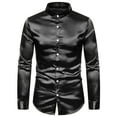 thumbnail image 5 of Lars Amadeus Men's Satin Band Collar Long Sleeve Slim Fit Solid Dress Shirts, 5 of 6