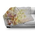 thumbnail image 3 of Shabby Flora Soft Flannel Fleece Throw Blanket, Watercolored Lilies Flowers Buds Leaves Colored Marks Artwork, Cozy Plush for Indoor and Outdoor Use, 70" x 90", Pale Pink Peach, by Ambesonne, 3 of 6