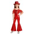 thumbnail image 2 of vastwit Combinaison à Paillettes pour Filles avec Chapeau Fedora pour Banquet, Concours, Fête Rouge 8, 2 of 6