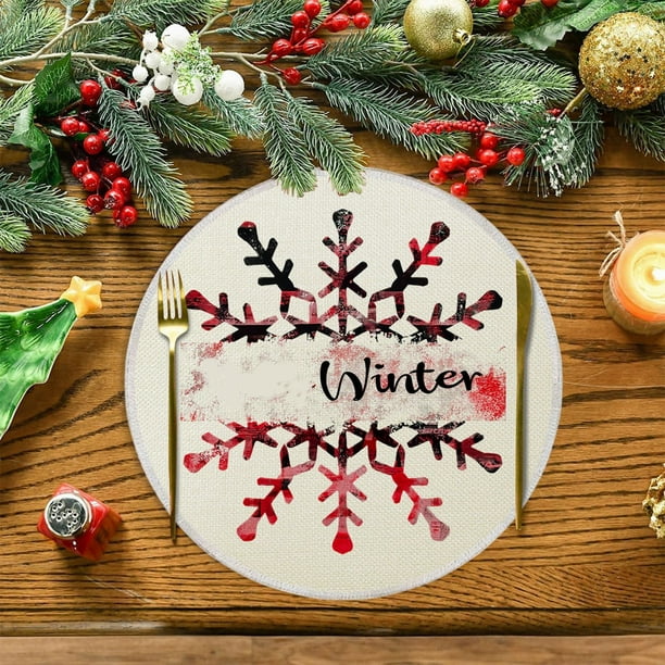 Mantel individual navideño de 35 x 35 cm, aislante térmico y resistente a la suciedad, ideal para fiestas, cocinas, restaurantes y decoración.