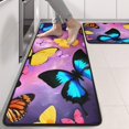 thumbnail image 2 of Kitchen Rugs Sets Of 2,Purple Yellow Blue Butterfly Pattern Anti Fatigue Kitchen Mat Rugs Non Slip Washable,Decorative Kitchen Floor Mats for Kitchen,Sink,Laundry,17"x47"+17"x47", 2 of 5
