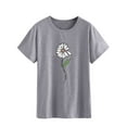 thumbnail image 4 of Xuanfei Women Daisy Letter Print Crew Neck Short Sleeve T-shirt, 4 of 7