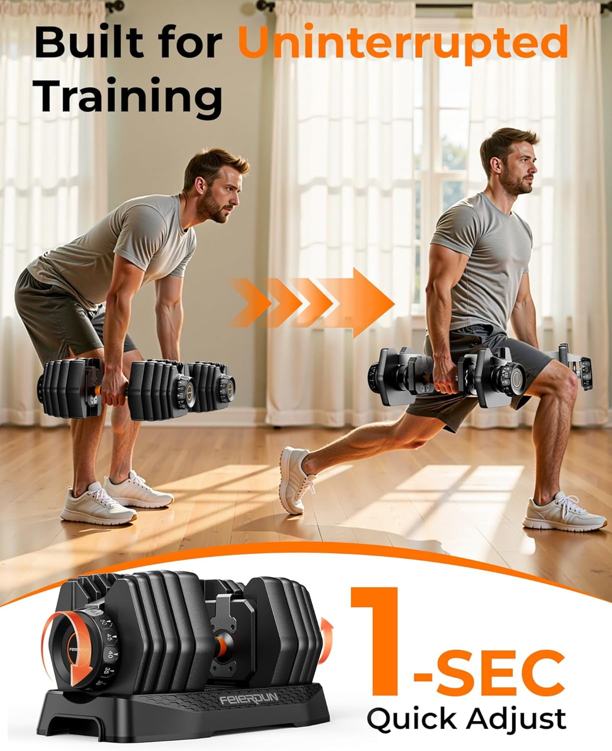 15-in-1 Adjustable Dumbbell Set, 105lb Weight Set Dumbbells with Storage Box, Quick Adjust Free Weight with Non-slip Handles Dumbbells for Home Gym Exercise Strength Training