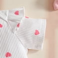 thumbnail image 7 of FINALGANG Baby Girl 3 Piece Outfit Set Ruffle Sleeve Crewneck Heart Graphic Bodysuit Bow Embroidered Suspender Skirt Matching Headband Clothes Set For Daily Wear Versatile Outfit, 7 of 7