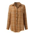 thumbnail image 4 of Women's Flannel Button Down Shacket Long Sleeve Plaid Business Casual Work Top Blouse, 4 of 9