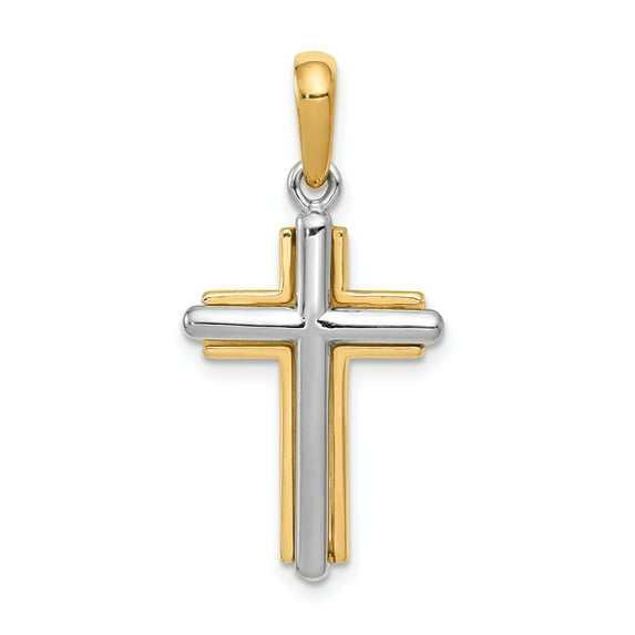 FB Jewels 14K Two Tone Gold Cross Pendant