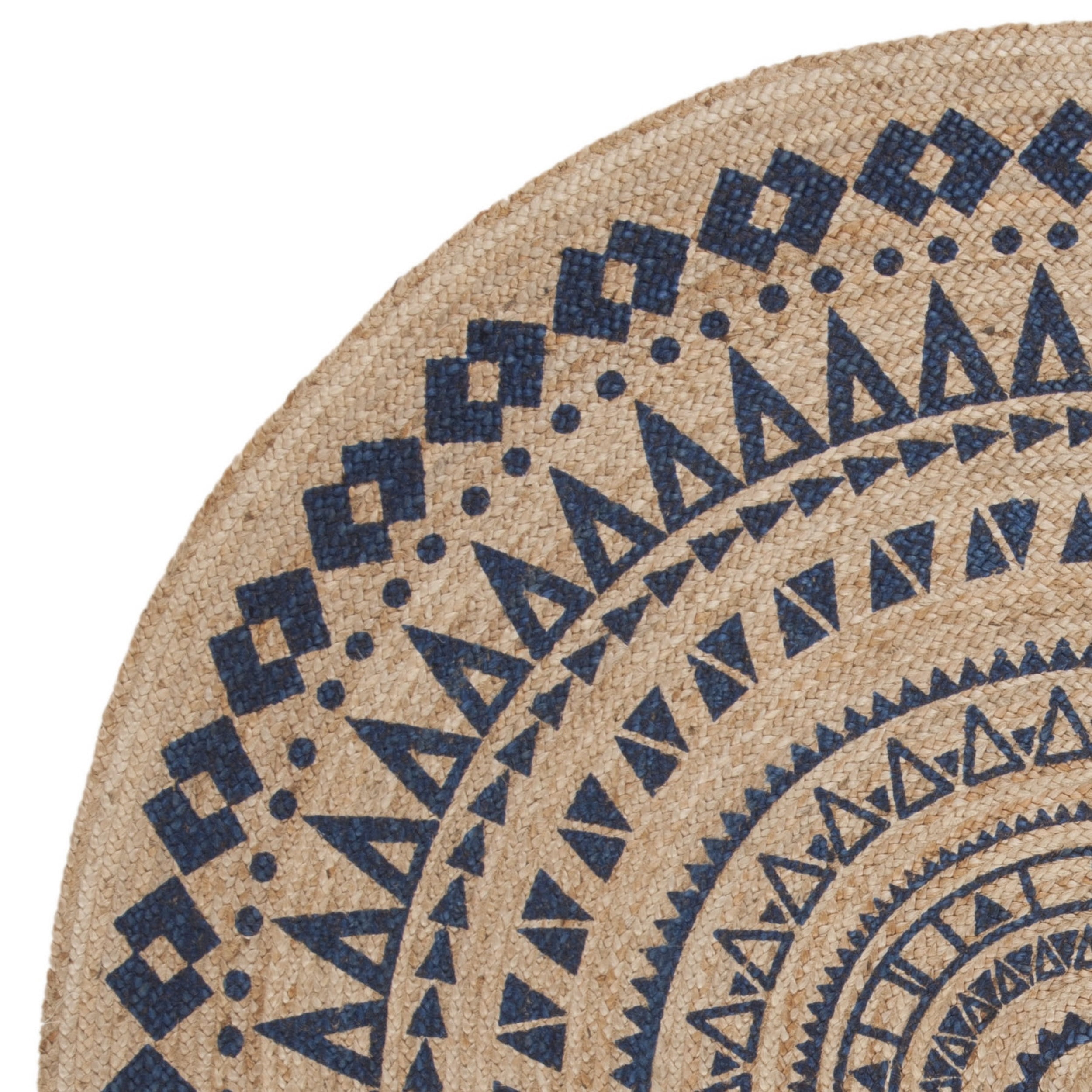 SAFAVIEH Natural Fiber Zoolander Geometric Jute Area Rug, Royal Blue/Natural, 6' Round