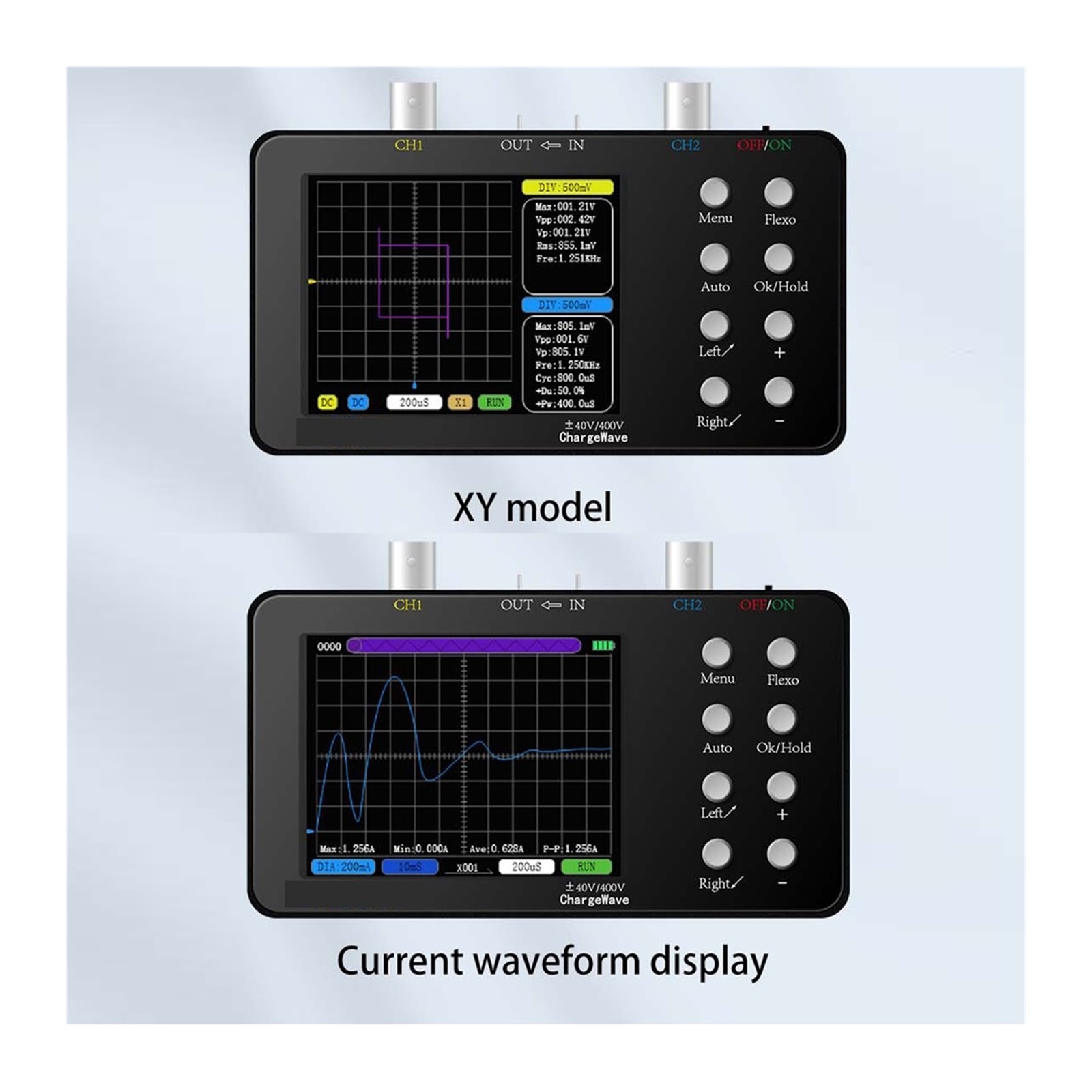 Digital Oscilloscope 50M Sampling Rate 10M Analogue Bandwidth Handheld Current Dual-Channel Oscilloscope Multiple Modes ,Professional Designed