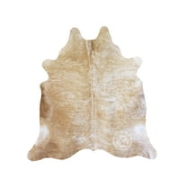 Real Cowhide Rug, Beige Exotic - 6x6-7'