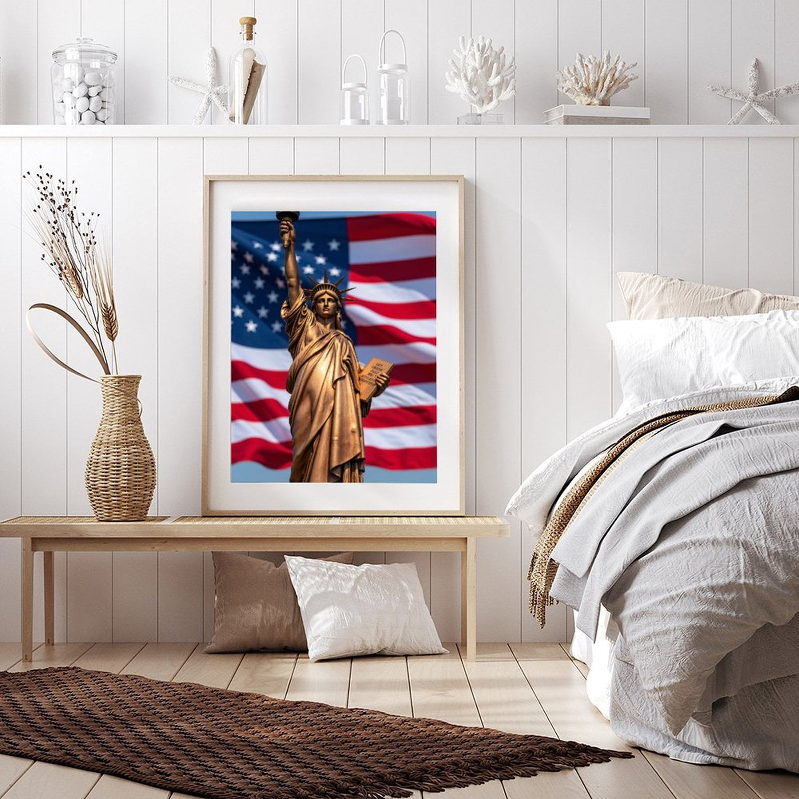 Diamond Art Kits for Adults - 5d Statue Freedom American Flag Patriotic Diamond Painting for Adults, Diamond Art for Adults Beginners, Diamond Painting Kits for Adults for Home Wall Decor