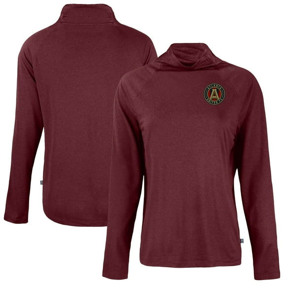 Women's-Cutter & Buck  Maroon Atlanta United FC Coastline Epic Comfort Eco Recycled Funnel-Neck Top