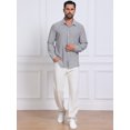 thumbnail image 2 of INSPIRE CHIC Men's Seersucker Shirt Striped Long Sleeve Button Down Textured Top S Black, 2 of 5