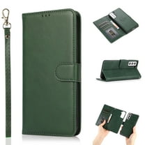 Galaxy S21 5G Case and Cover, Allytech Detachable Magnetic Wallet Case PU Leather Full Body Protective Case with Credit Card Slots Wrist Strap for Samsung Galaxy S21 5G 6.2 inch, Green