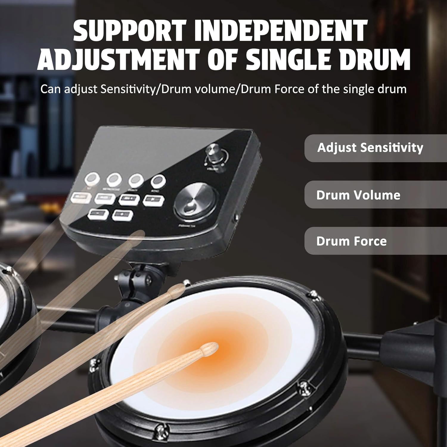 AW Electric Drum Set Adult Digital Silent Drum Kit 8" with Throne 165 Sounds 30 Demo Quiet Mesh Pad Drum Stool Stick Recording Beginner for Apartment