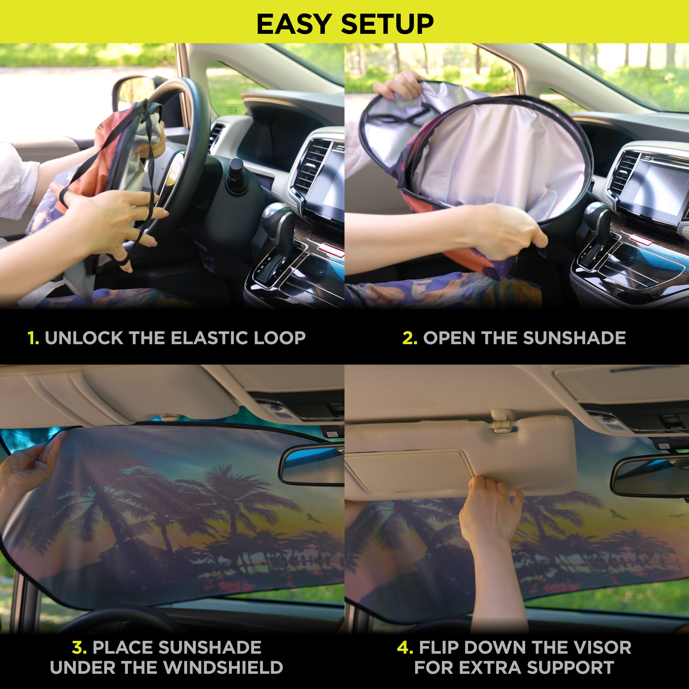Auto Drive Sunset Palm Tree Twist Sunshade, 2-Pack photo 5