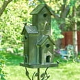 thumbnail image 3 of Zaer Ltd. Large Galvanized-Colored Multi-Birdhouse Stakes, Room for 4 Bird Families in Each, 3 of 10
