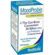 MoodProbio 30 Billion CFU With Prebiotic, Once Daily, Acid & Bile Resistant, Gluten, Dairy, and GMO Free, Vegan