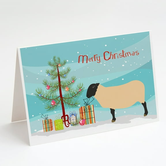 Suffolk Sheep Christmas Greeting Cards and Envelopes Pack of 8