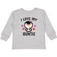 thumbnail image 3 of Inktastic I Love My Auntie with Cute Penguin and Hearts Girls Long Sleeve Toddler T-Shirt, 3 of 5