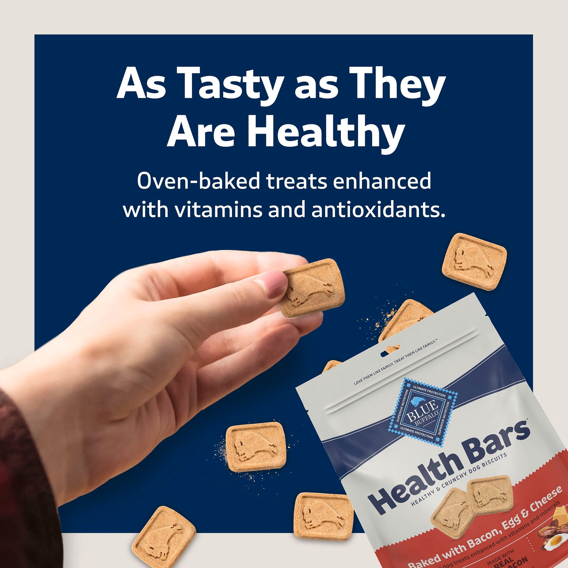 Blue Buffalo Health Bars Crunchy Dog Biscuits, Bacon, Egg & Cheese, 32-oz Bag