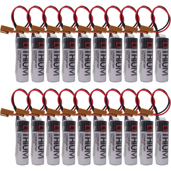 (Pack of 20) ER6V/3.6V 2400mAh PLC Battery Lithium Battery with Plug for Mitsubishi M64 System