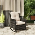 thumbnail image 6 of MeetLeisure Hand-woven Wicker Outdoor Rocking Chair with Beige Cushion, 6 of 10