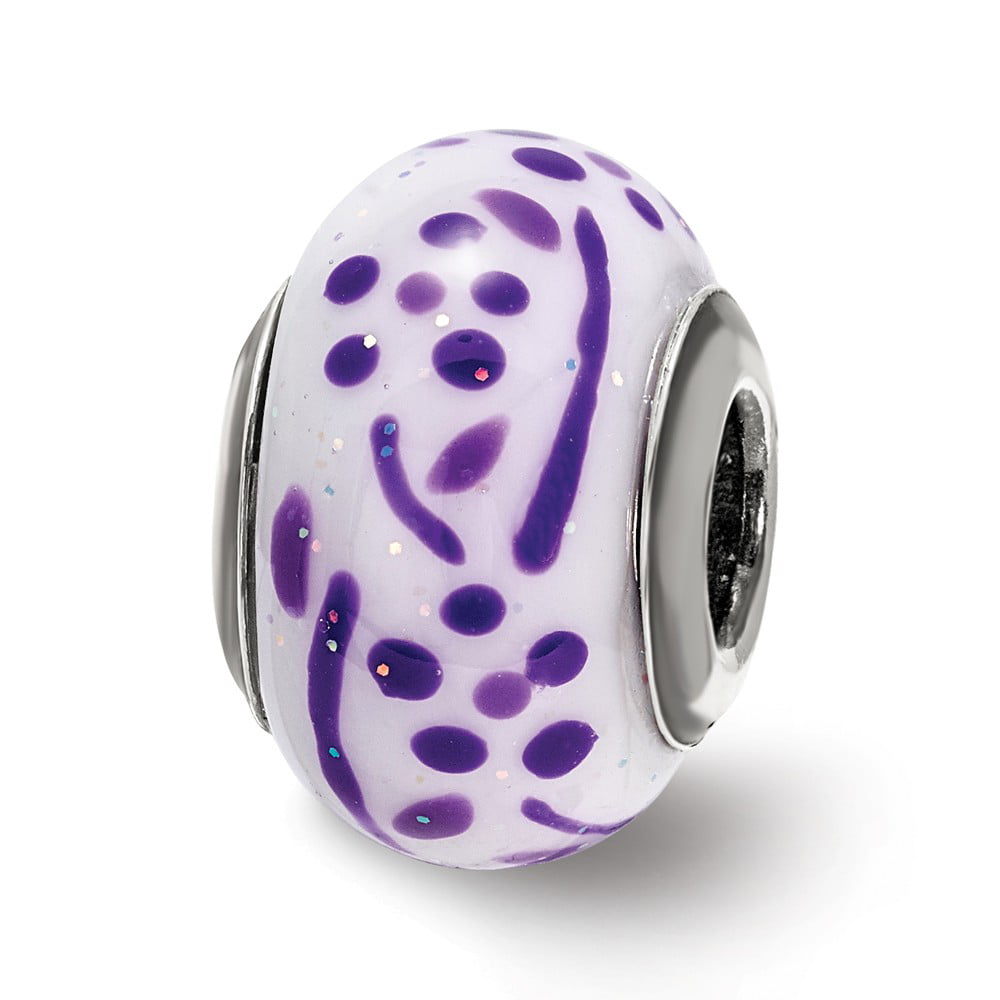Purple Sparkly Flower enamel Italian Charm fits 9mm classic bracelets 