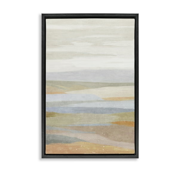 Stupell Industries Neutral Beach Dunes Coastal Painting Black Floater Framed Canvas Art Print Wall Art, 17 x 25