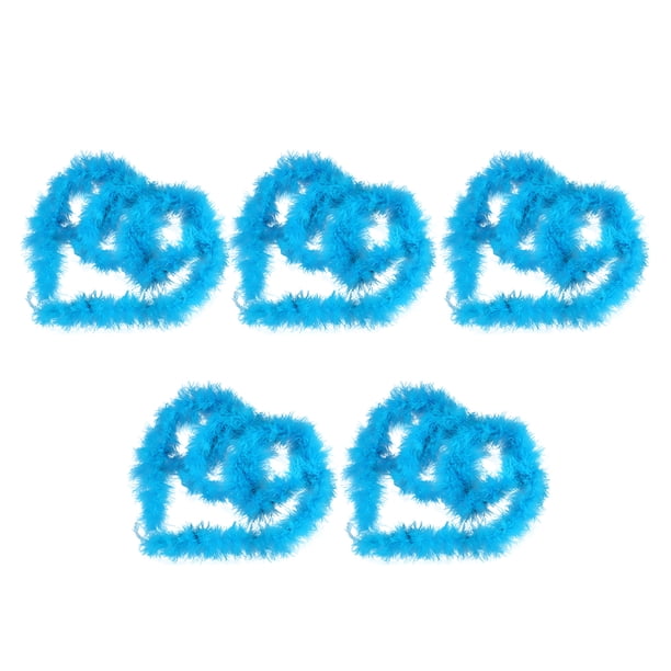 Ounissouiy 5 piezas 2M pluma de Navidad cinta colorida árbol de Navidad penacho Artificial vestido chal DIY adorno artesanal para decoración Decoración del hogar Azul