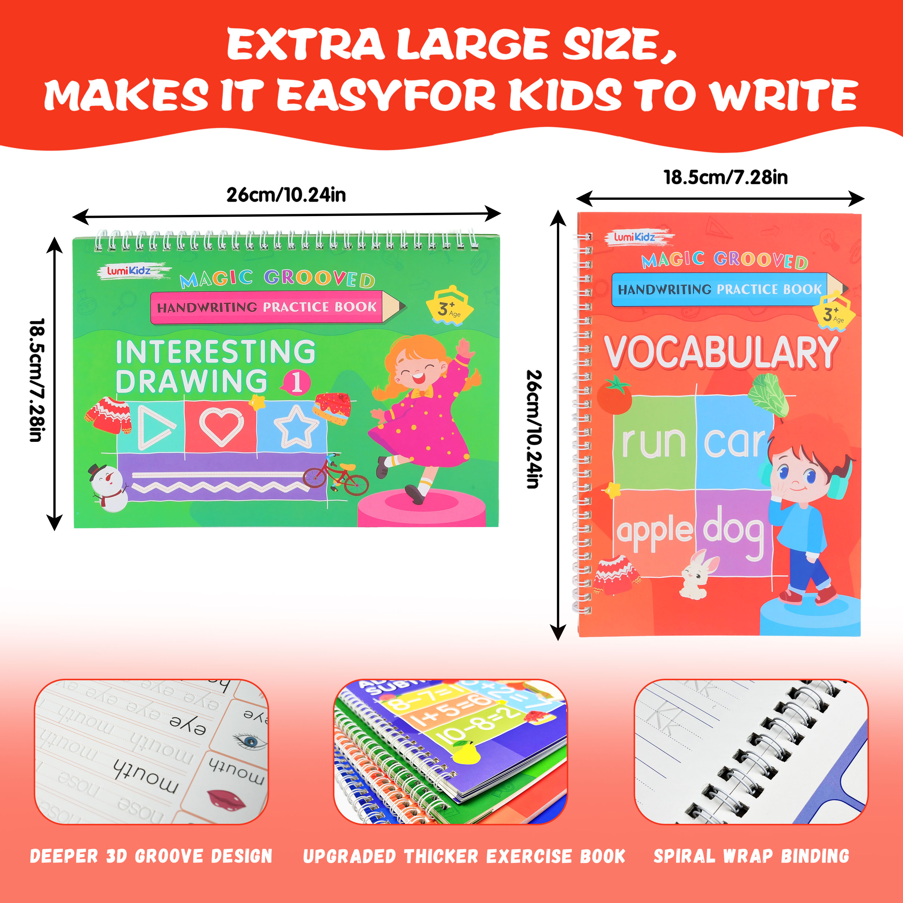 LUMIKIDZ Magic Grooved Writing Practice Set, Ages 3-8 photo 3
