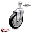 thumbnail image 2 of 5 Inch Black Polyurethane Wheel Swivel ½ Inch Threaded Stem Caster SCC, 2 of 2