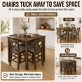 thumbnail image 4 of HSUNNS 5-Piece Counter Height Dining Table Set for 4, 34.5" Square Kitchen Table with 4 Upholstered X-Shaped Backrest Chair, Space-Saving Table and Chairs, Walnut, 4 of 9