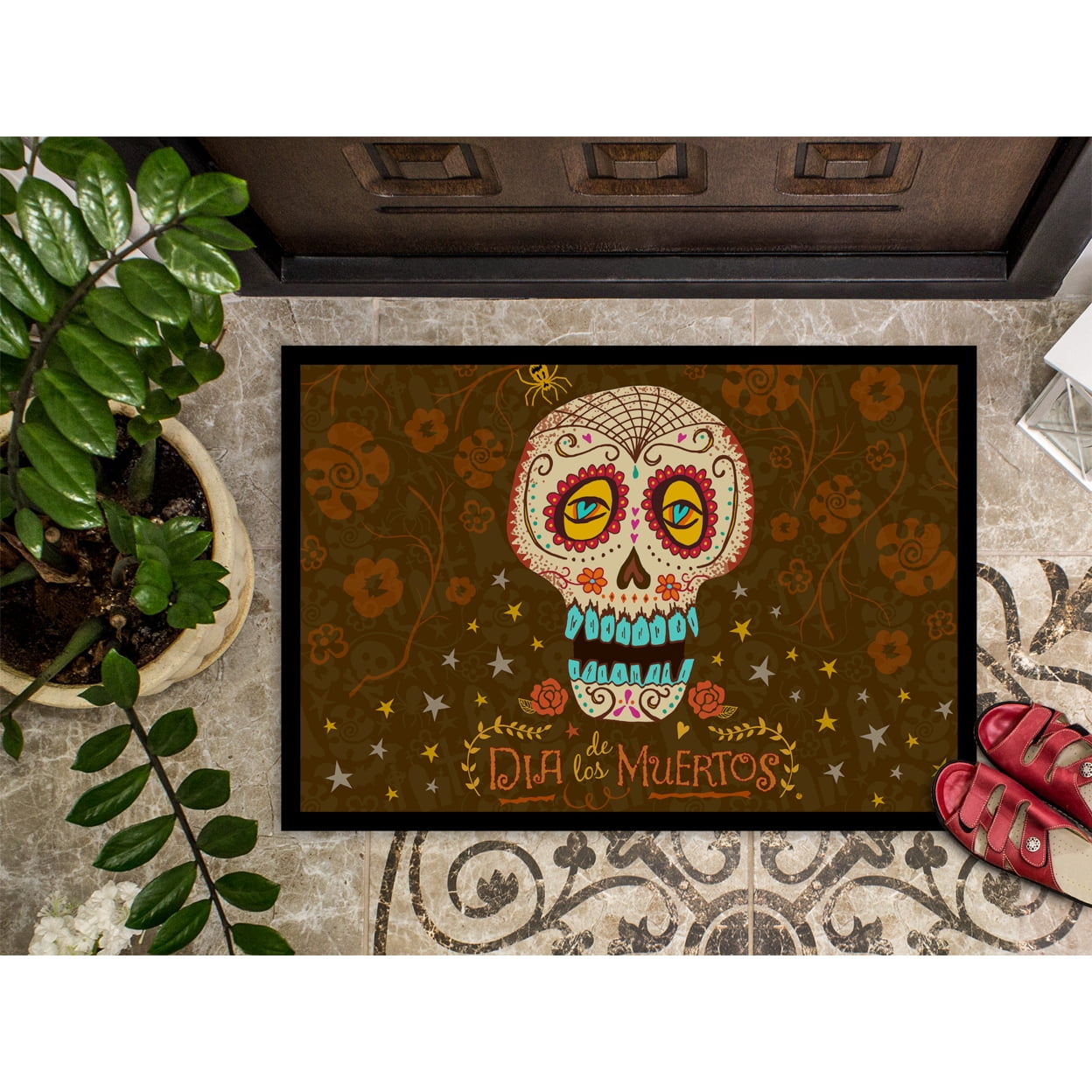 Carolines Treasures VHA3031JMAT Day of the Dead Door Mat Indoor Rug or Outdoor Welcome Mat 24x36 Doormat  36"L x 24"W