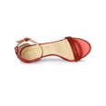 thumbnail image 4 of BLISSFUL STEP Women's Solid Color Open Toe Rhines Ankle Strap Stiletto Sandals Red 7.5, 4 of 8