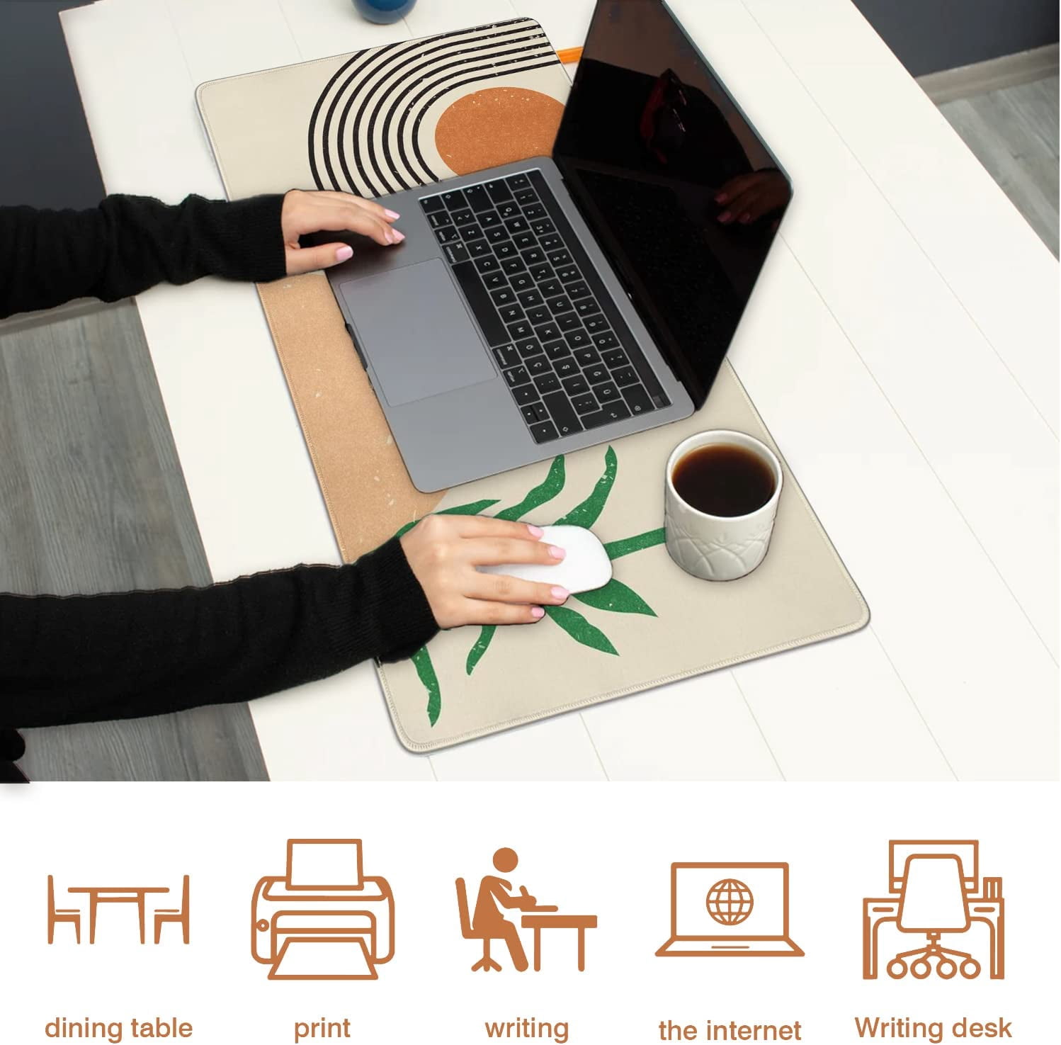 31.5x15.7in Mouse Pad Large Abstract Boho Geometric Gaming Computer Desk Mouse Pad No Slip Rubber Base Extended Desktop Mousepads Desk Decor Accessories for Office Work Home Writing Game