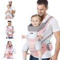 thumbnail image 1 of Ocanoiy Portabebés para recién nacidos y niños pequeños con asiento de cadera, portabebés canguro para bebés, portabebés para hombres/mujeres, papá, mamá (rosa), 1 of 5