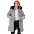 thumbnail image 5 of Women’s Down Mid Length Parka Jacket, Waterpoof, Windproof, Warm Winter Coat with Fur Hood, Light Gray, 5 of 8