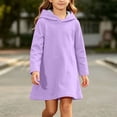 thumbnail image 5 of XYAIYT Long Sleeve Dresses for Girls Solid Color Long Sleeve Knee Length Dress Comfy Lightweight Kids Clothes, 5 of 6