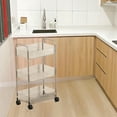 thumbnail image 4 of Hiroekza 3-Tier Rolling Utility Cart with Handle - Clear Plastic Rolling Shelf Cart - Multi-Functional Storage Trolley for Office, Living Room, Kitchen - Movable Storage Organizer with Wheels, 4 of 6