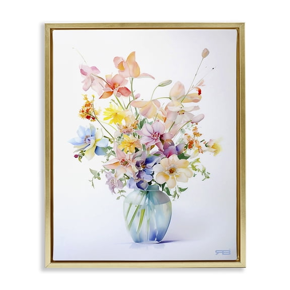 Stupell Industries French Country Simple Spring Florals Gold Floating Frame Canvas Art, 17 x 21, by RB