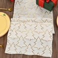 thumbnail image 4 of Linnome Gold Flake Christmas Tree Pattern Table Runner, Elegant Festive Dining Decoration Available in Red, White, and Green Color Options, 4 of 6