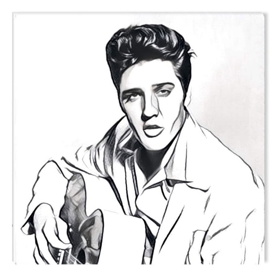 Startonight Canvas Wall Art Black and White Abstract Elvis Presley Celebrity Prisma, Dual View Surprise Artwork Modern Framed Ready to Hang Wall Art 100% Original Art Painting 31.50 X 31.50 inch