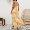 thumbnail image 4 of Women's Retro Plaid Smocked Dress Spaghetti Strap Flounce Long Dress, 4 of 9