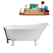 67" Streamline N340WH-ORB Soaking Clawfoot Tub and Tray With External Drain